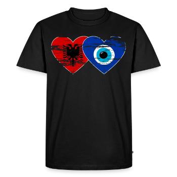 Albanie Nazar drapeau perle coeur utilisé - T-shirt Premium bio Homme - noir - Devant - Nico (187cm)