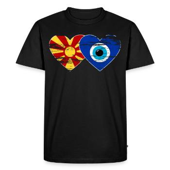 Drapeau Nazarpearl de Macédoine utilisé - T-shirt Premium bio Homme - noir - Devant - Nico (187cm)