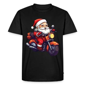 Père Noël Lunettes de soleil moto Noël - T-shirt Premium bio Homme - noir - Devant - Nico (187cm)
