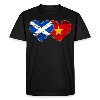 Scotland Vietnam Flag Heart Used - Men's Premium Organic T-Shirt - black - Front - Nico (187cm)