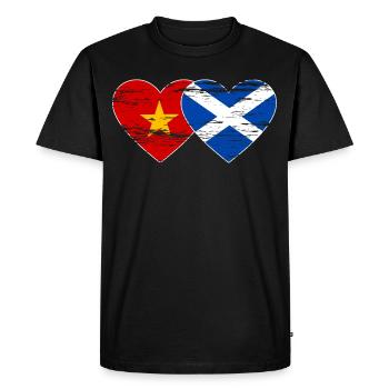 Viêt Nam Ecosse drapeau coeur utilisé - T-shirt Premium bio Homme - noir - Devant - Nico (187cm)