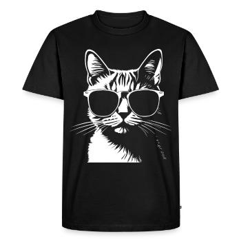 Funny Cat with Sunglasses Kitten Sunglas Cats - Men's Premium Organic T-Shirt - black - Front - Nico (187cm)