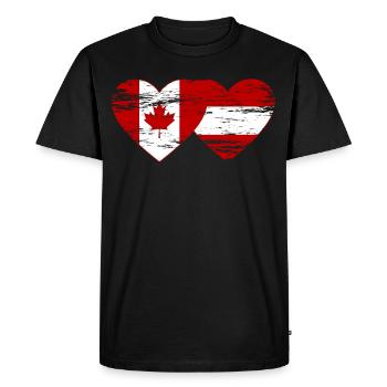 Coeur de drapeau Canada Autriche utilisé - T-shirt Premium bio Homme - noir - Devant - Nico (187cm)
