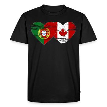 Coeur de drapeau du Portugal Canada utilisé - T-shirt Premium bio Homme - noir - Devant - Nico (187cm)