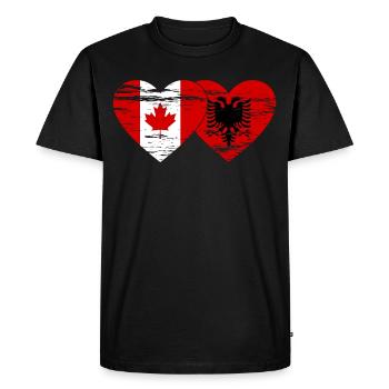 Canada Albanie drapeau coeur utilisé - T-shirt Premium bio Homme - noir - Devant - Nico (187cm)