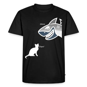 Shark Eating a Cat Shirt - Men's Premium Organic T-Shirt - black - Front - Nico (187cm)