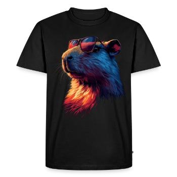 The Capybara - Men's Premium Organic T-Shirt - black - Front - Nico (187cm)