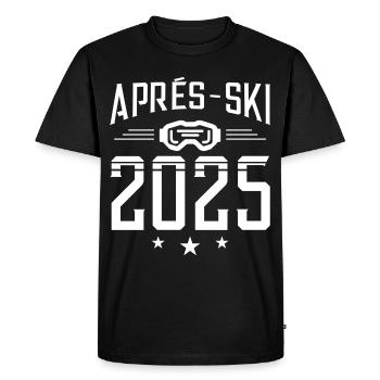 Après-ski 2025 - T-shirt Premium bio Homme - noir - Devant - Nico (187cm)