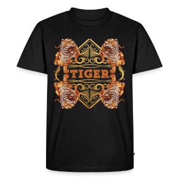 Tiger Predator Nature Wilderness Gold Ornament Art - Men's Premium Organic T-Shirt - black - Front - Nico (187cm)