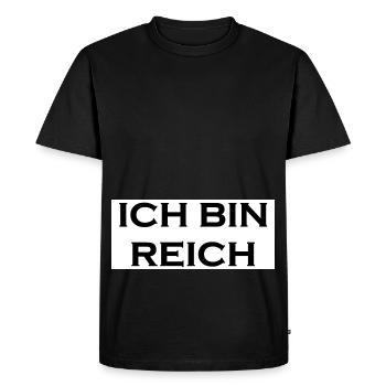 ich bin reich - Männer Premium Bio T-Shirt - Schwarz - Vorne - Nico (187cm)