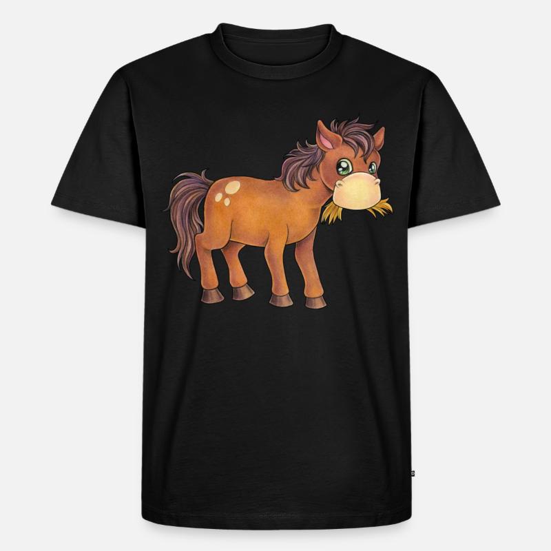 Niedliches Pferd Geschenk Kind Geburtstag - Männer Premium Bio T-Shirt - Schwarz