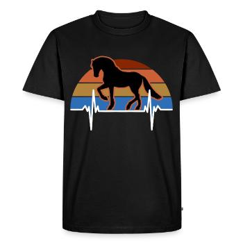 Cheval Rythme Cardiaque, Équitation, t-shirt, chev - T-shirt Premium bio Homme - noir - Devant - Nico (187cm)