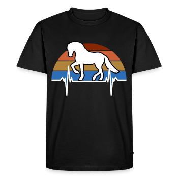 Cheval Rythme Cardiaque, Équitation, t-shirt, chev - T-shirt Premium bio Homme - noir - Devant - Nico (187cm)