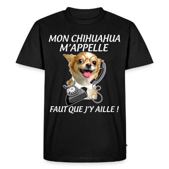 Mon chihuahua m'appelle Humour Chien - T-shirt Premium bio Homme - noir - Devant - Nico (187cm)