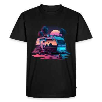 Camping-car Extérieur nature sauvage Retro Design - T-shirt Premium bio Homme - noir - Devant - Nico (187cm)