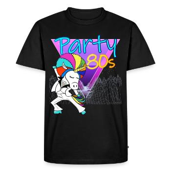 Licorne Années 80 Piste De Danse Soirée - T-shirt Premium bio Homme - noir - Devant - Nico (187cm)