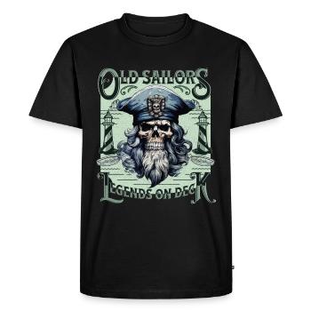 Sailor Skull Skull Captain Ahoy Ship - T-shirt Premium bio Homme - noir - Devant - Nico (187cm)
