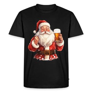 Santa Claus Beer Christmas Cheers Funny Humor - Men's Premium Organic T-Shirt - black - Front - Nico (187cm)