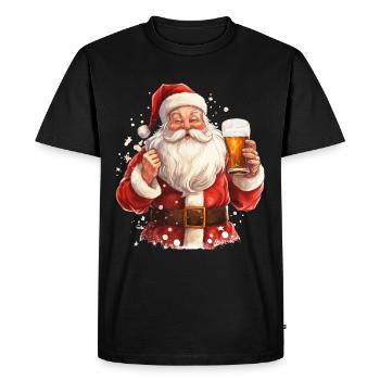 Santa Claus Beer Christmas Cheers Funny Humor - Men's Premium Organic T-Shirt - black - Front - Nico (187cm)