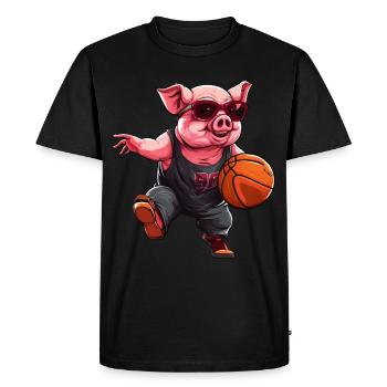 Cochon de basket-ball - T-shirt Premium bio Homme - noir - Devant - Nico (187cm)