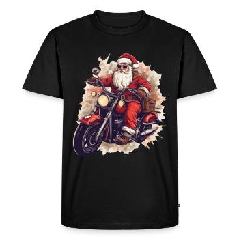 Père Noël Lunettes de soleil moto Noël - T-shirt Premium bio Homme - noir - Devant - Nico (187cm)
