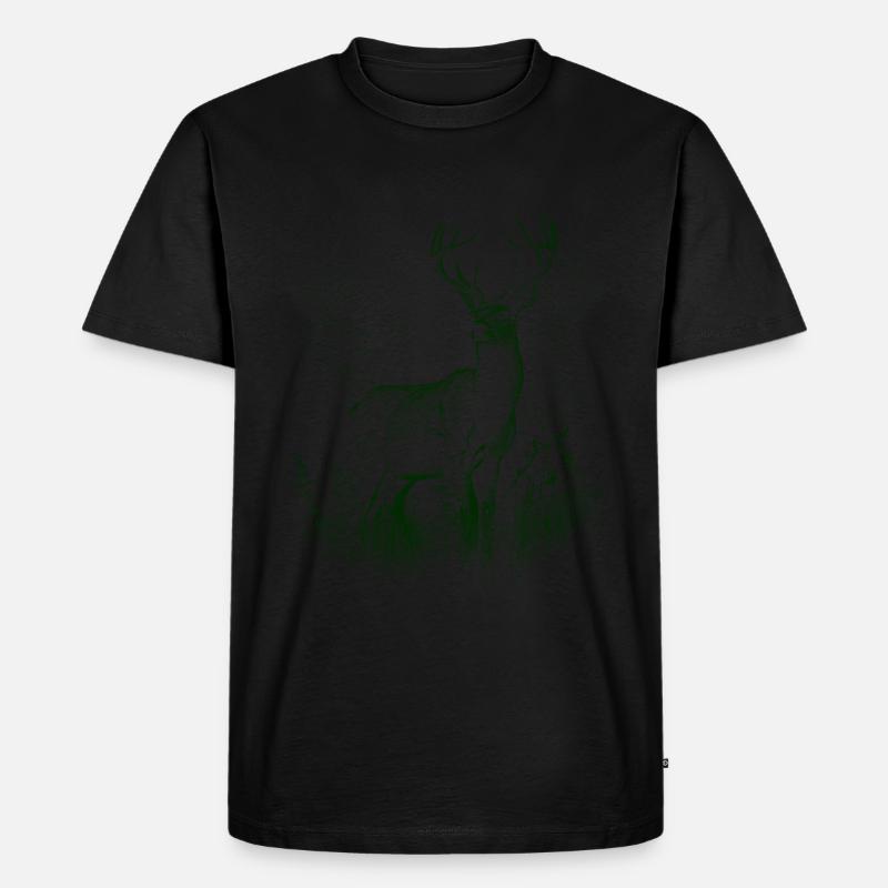 Hirsch Geweih Rotwild - Männer Premium Bio T-Shirt - Schwarz