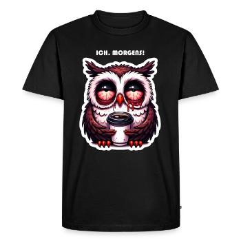 Hibou a trop dormi avec du café - T-shirt Premium bio Homme - noir - Devant - Nico (187cm)