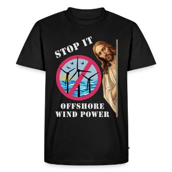 Offshore Wind Power Stop it - Men's Premium Organic T-Shirt - black - Front - Nico (187cm)