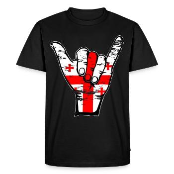 Georgia Flag Surfing Symbol used - Men's Premium Organic T-Shirt - black - Front - Nico (187cm)