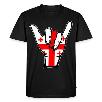 Georgia Flag Surfing Icon - Men's Premium Organic T-Shirt - black - Front - Nico (187cm)