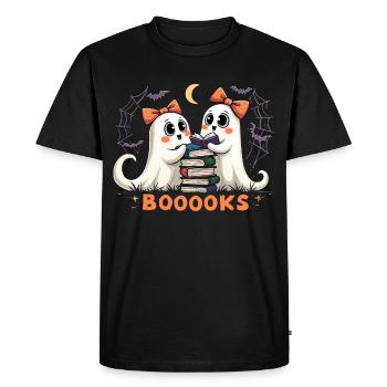 Cute Ghosts Reading Books - Halloween Fun - Men's Premium Organic T-Shirt - black - Front - Nico (187cm)