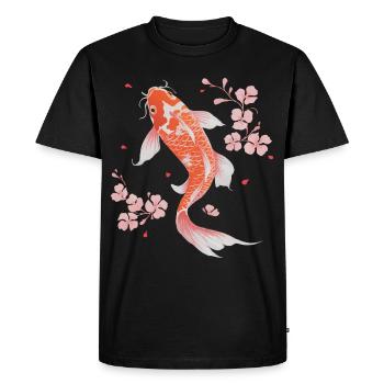 Koi Poisson Carpe Japon Chine Poisson - T-shirt Premium bio Homme - noir - Devant - Nico (187cm)