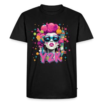 Y2K Retro Neon - Men's Premium Organic T-Shirt - black - Front - Nico (187cm)