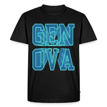 Gênes Gênes Italie Ville 3D Font Skyline - T-shirt Premium bio Homme - noir - Devant - Nico (187cm)