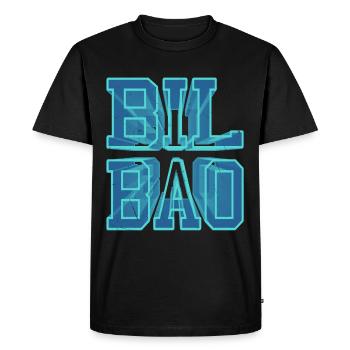 Bilbao Espagne Ville 3D Font Skyline Vacances - T-shirt Premium bio Homme - noir - Devant - Nico (187cm)