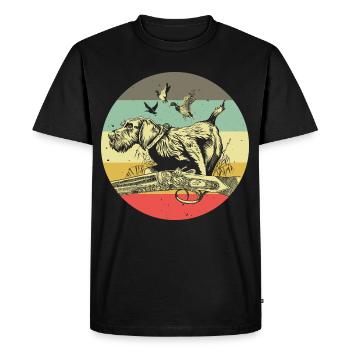 Motif allemand de chasseur de chien à poil de fil - T-shirt Premium bio Homme - noir - Devant - Nico (187cm)