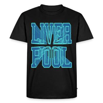 Liverpool England UK City 3D Font Skyline - Men's Premium Organic T-Shirt - black - Front - Nico (187cm)