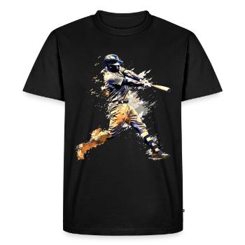 Joueur de baseball coup de circuit Bats Splash - T-shirt Premium bio Homme - noir - Devant - Nico (187cm)