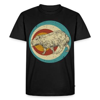 Capybara capybara retro rodent animal funny - Men's Premium Organic T-Shirt - black - Front - Nico (187cm)