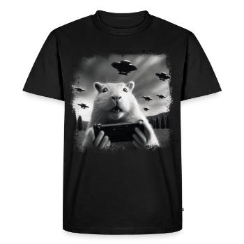 Capybara Capybara Ufo Rodent Animal Funny - Men's Premium Organic T-Shirt - black - Front - Nico (187cm)