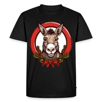 Âne Noël - T-shirt Premium bio Homme - noir - Devant - Nico (187cm)