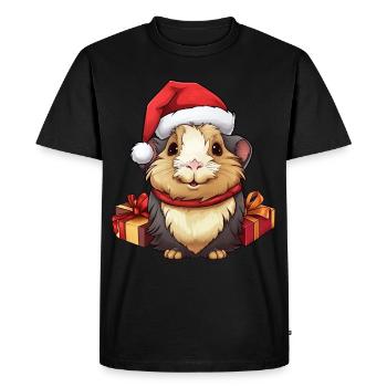 Cochon d’Inde Noël - T-shirt Premium bio Homme - noir - Devant - Nico (187cm)