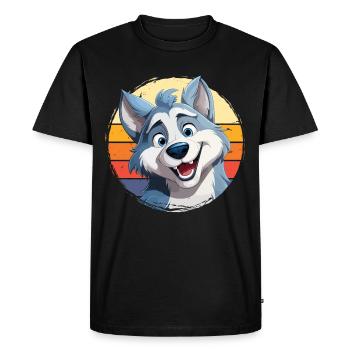 Husky Dog Sled Dog Breed Winter Cartoon - Men's Premium Organic T-Shirt - black - Front - Nico (187cm)