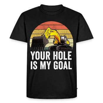 Conducteur d’excavatrice Ouvrier de la construction Excavatrice - T-shirt Premium bio Homme - noir - Devant - Nico (187cm)