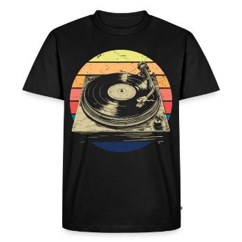 vinyle vinyle musique platine rétro - T-shirt Premium bio Homme - noir - Devant - Nico (187cm)