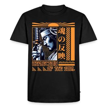 Warrior Reflection - Traditional Samurai Art Print - Men's Premium Organic T-Shirt - black - Front - Nico (187cm)