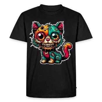 Zombie Cat Monster Halloween - Men's Premium Organic T-Shirt - black - Front - Nico (187cm)