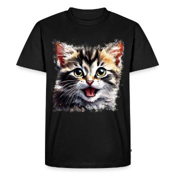 Cute kitten design in watercolor no.005 - Men's Premium Organic T-Shirt - black - Front - Nico (187cm)
