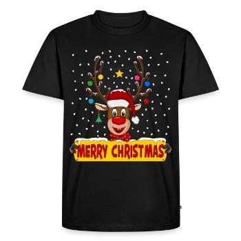Joyeux Noël Renne - T-shirt Premium bio Homme - noir - Devant - Nico (187cm)