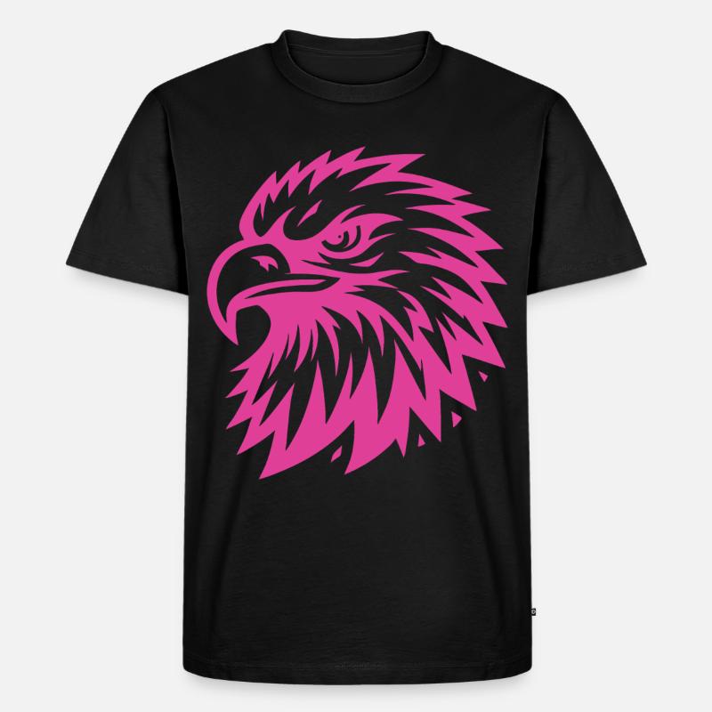 Pinker Adler Design - Männer Premium Bio T-Shirt - Schwarz
